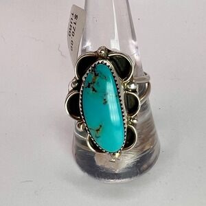 Sterling Silver Turquoise Southwestern Ring Size 10 Artisan Crafted